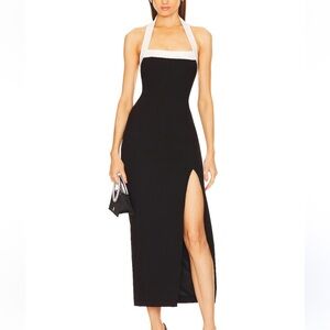 NEW NICHOLAS Jane Midi Dress in Solid Black & Milk